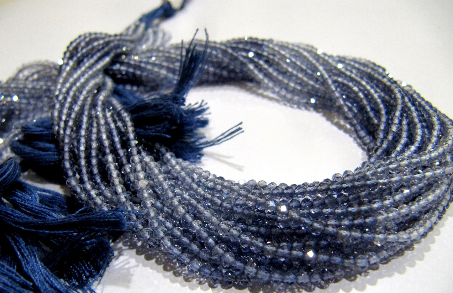 Natural Iolite 2mm Rondelle Micro faceted Gemstone Beads Strand 13 Inches Long Best Quality Blue Shaded Beads