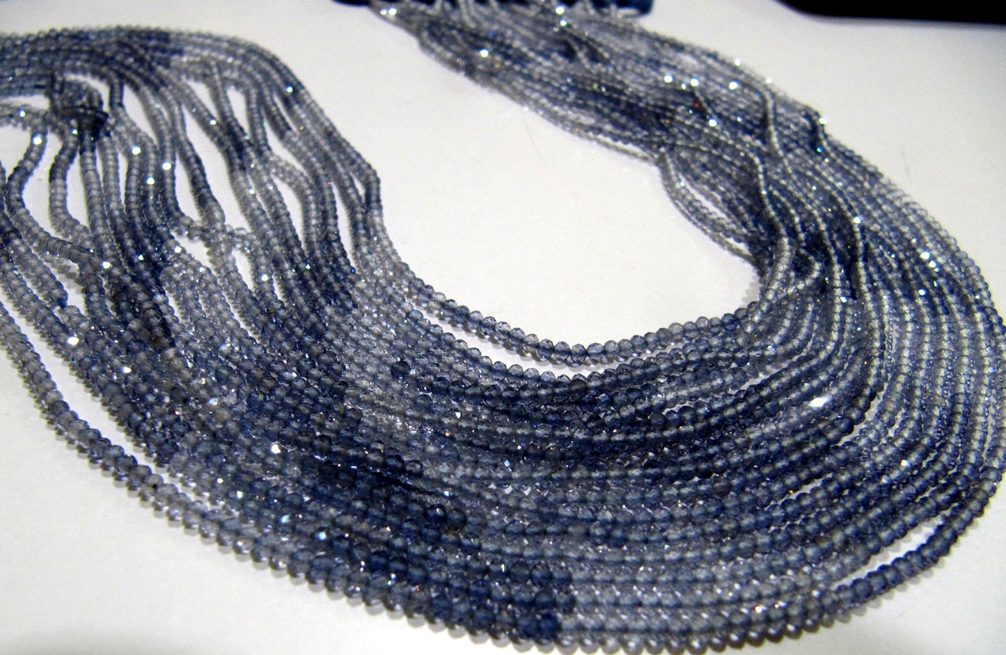 Natural Iolite 2mm Rondelle Micro faceted Gemstone Beads Strand 13 Inches Long Best Quality Blue Shaded Beads