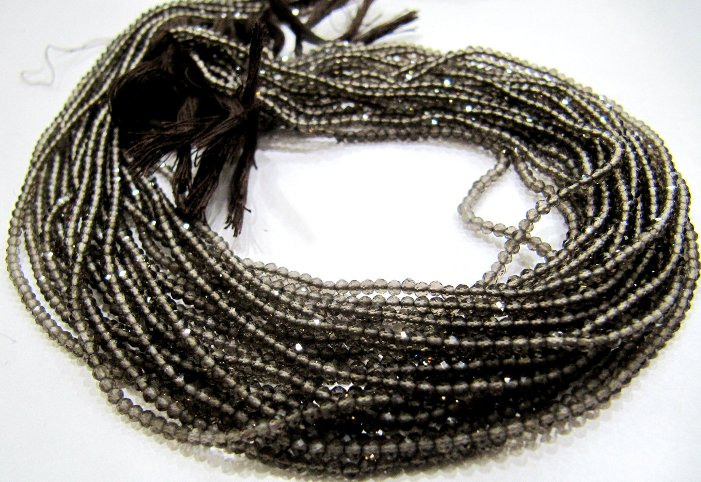 Natural Smoky Quartz  2 to 2.5mm Rondelle Micro faceted Gemstone Beads Strand 13 Inches Long Best Quality Beads