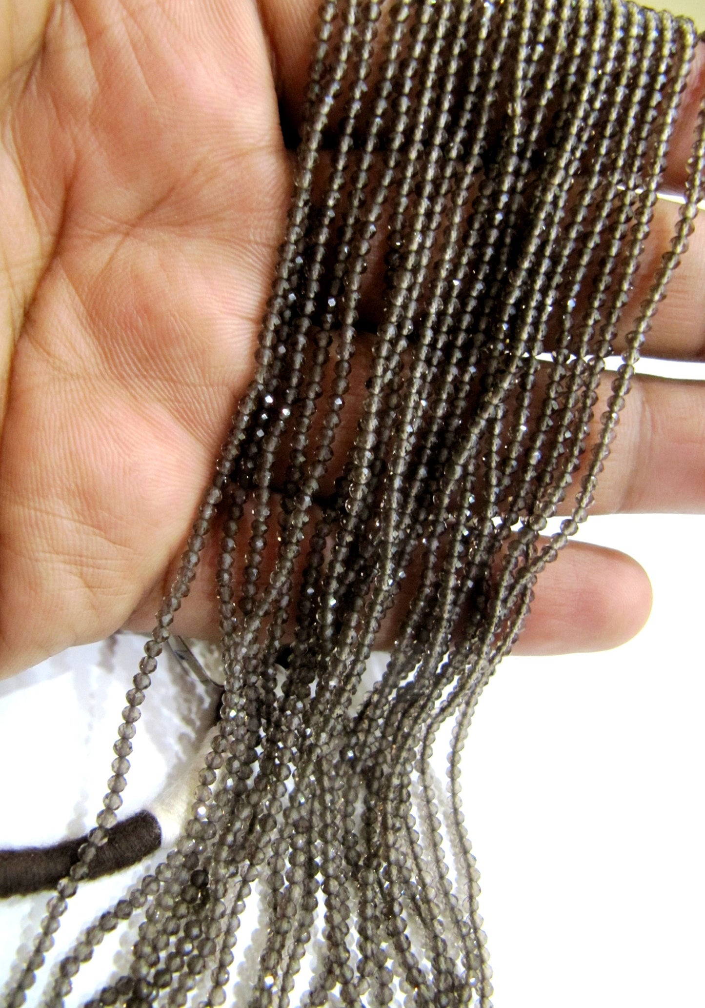 Natural Smoky Quartz  2 to 2.5mm Rondelle Micro faceted Gemstone Beads Strand 13 Inches Long Best Quality Beads