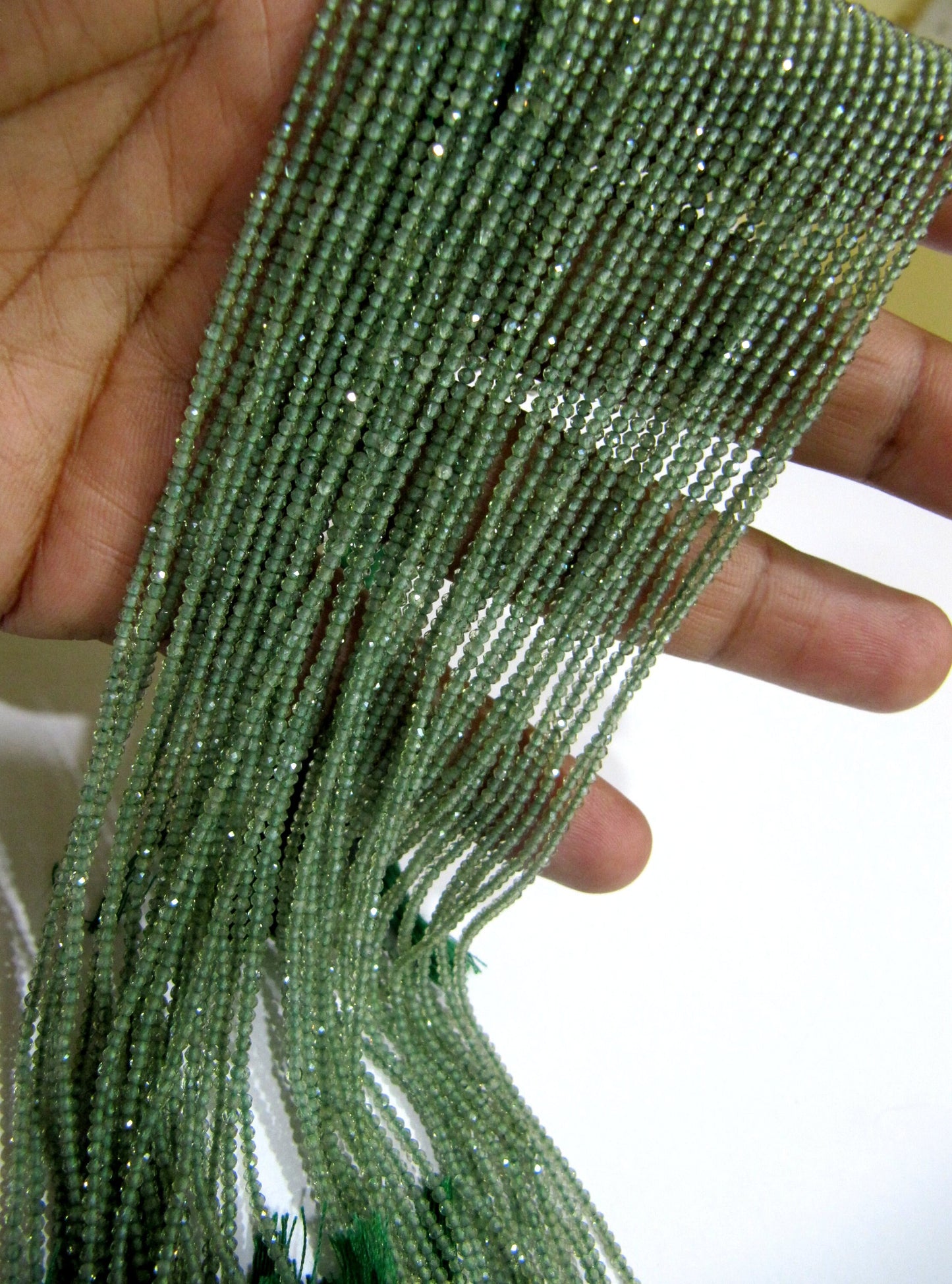 Natural Green Apatite 2mm Rondelle Micro faceted Gemstone Beads Strand 13 Inches Long Best Quality Beads Sold Per Strand