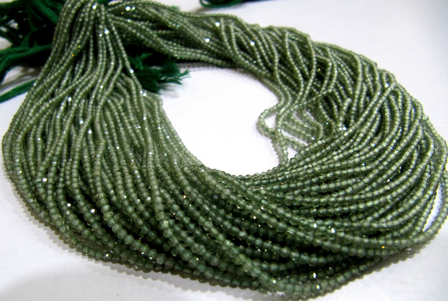 Natural Green Apatite 2mm Rondelle Micro faceted Gemstone Beads Strand 13 Inches Long Best Quality Beads Sold Per Strand