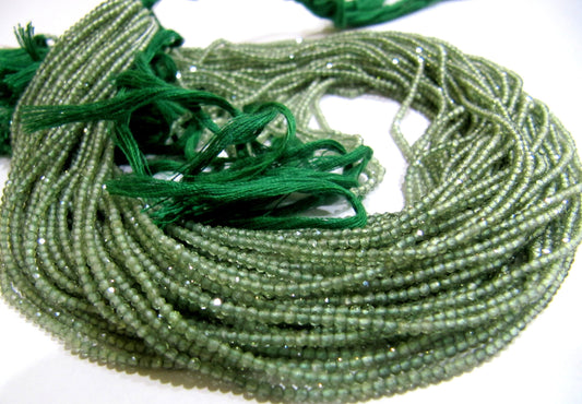 Natural Green Apatite 2mm Rondelle Micro faceted Gemstone Beads Strand 13 Inches Long Best Quality Beads Sold Per Strand