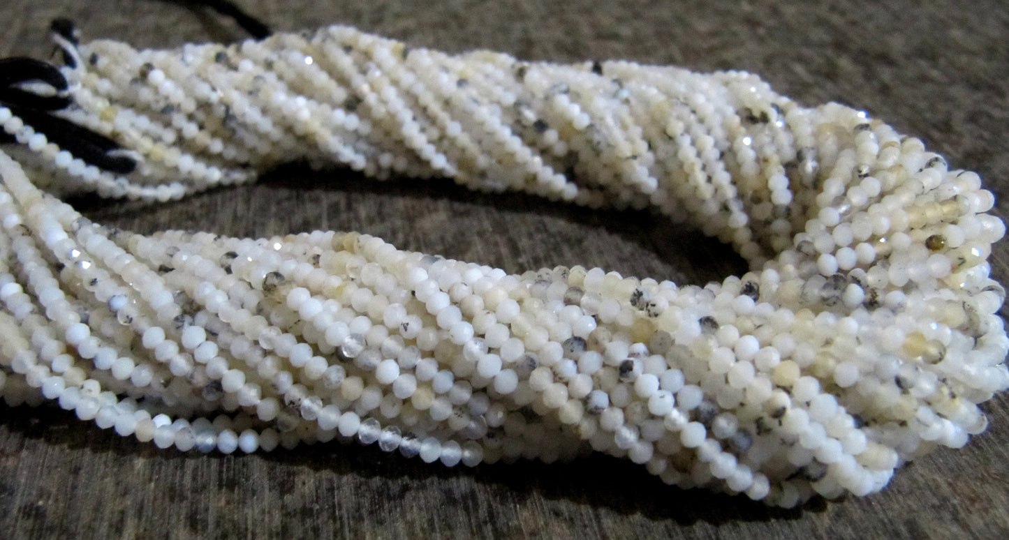 Natural Dendritic Opal  2mm Rondelle Micro faceted Gemstone Beads Strand 13 Inches Long Best Quality Beads Sold Per Strand