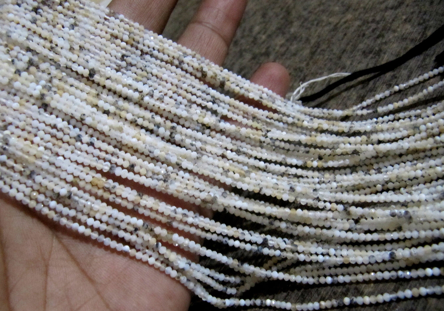 Natural Dendritic Opal  2mm Rondelle Micro faceted Gemstone Beads Strand 13 Inches Long Best Quality Beads Sold Per Strand