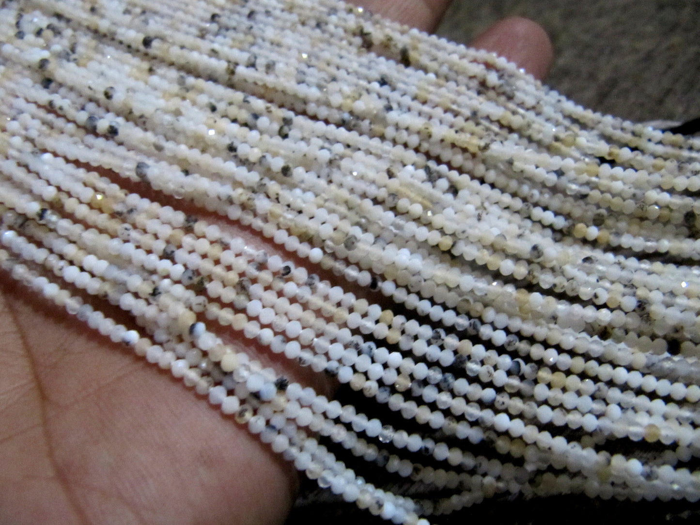 Natural Dendritic Opal  2mm Rondelle Micro faceted Gemstone Beads Strand 13 Inches Long Best Quality Beads Sold Per Strand