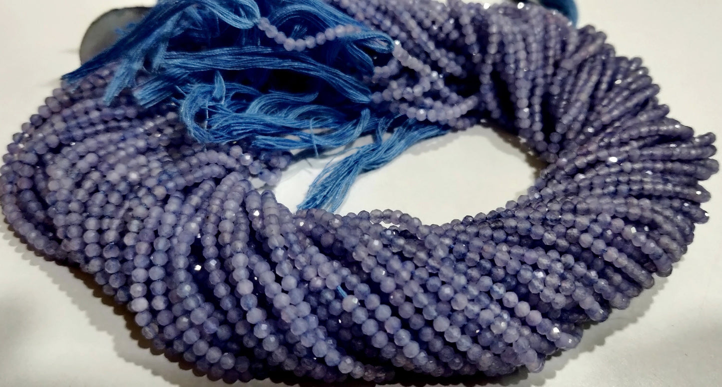 Natural Tanzanite 2.5mm Rondelle Micro faceted Gemstone Beads Strand 13 Inches Long Best Quality Beads Sold Per Strand