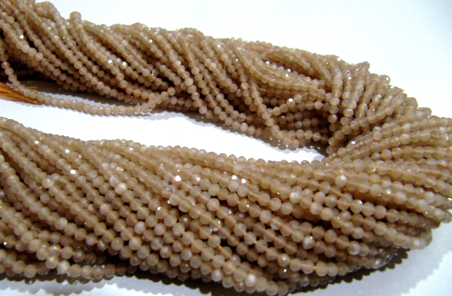Natural Peach Moonstone 2.5mm Rondelle Micro faceted Gemstone Beads Strand 13 Inches Long Best Quality Beads Sold Per Strand