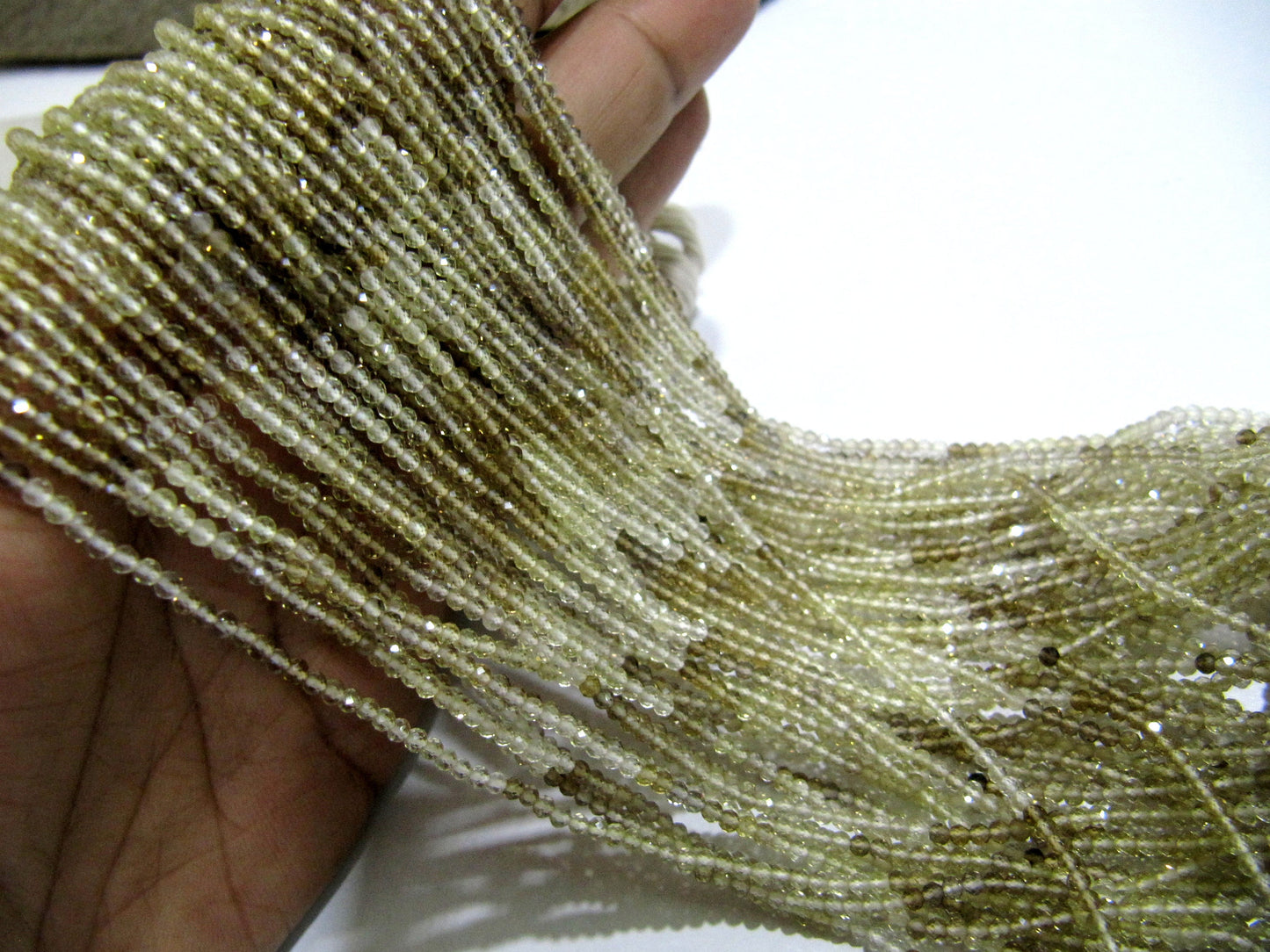 Natural Bio Lemon Quartz 2.5mm Rondelle Micro faceted Gemstone Beads Strand 13 Inches Long Best Quality Beads Sold Per Strand