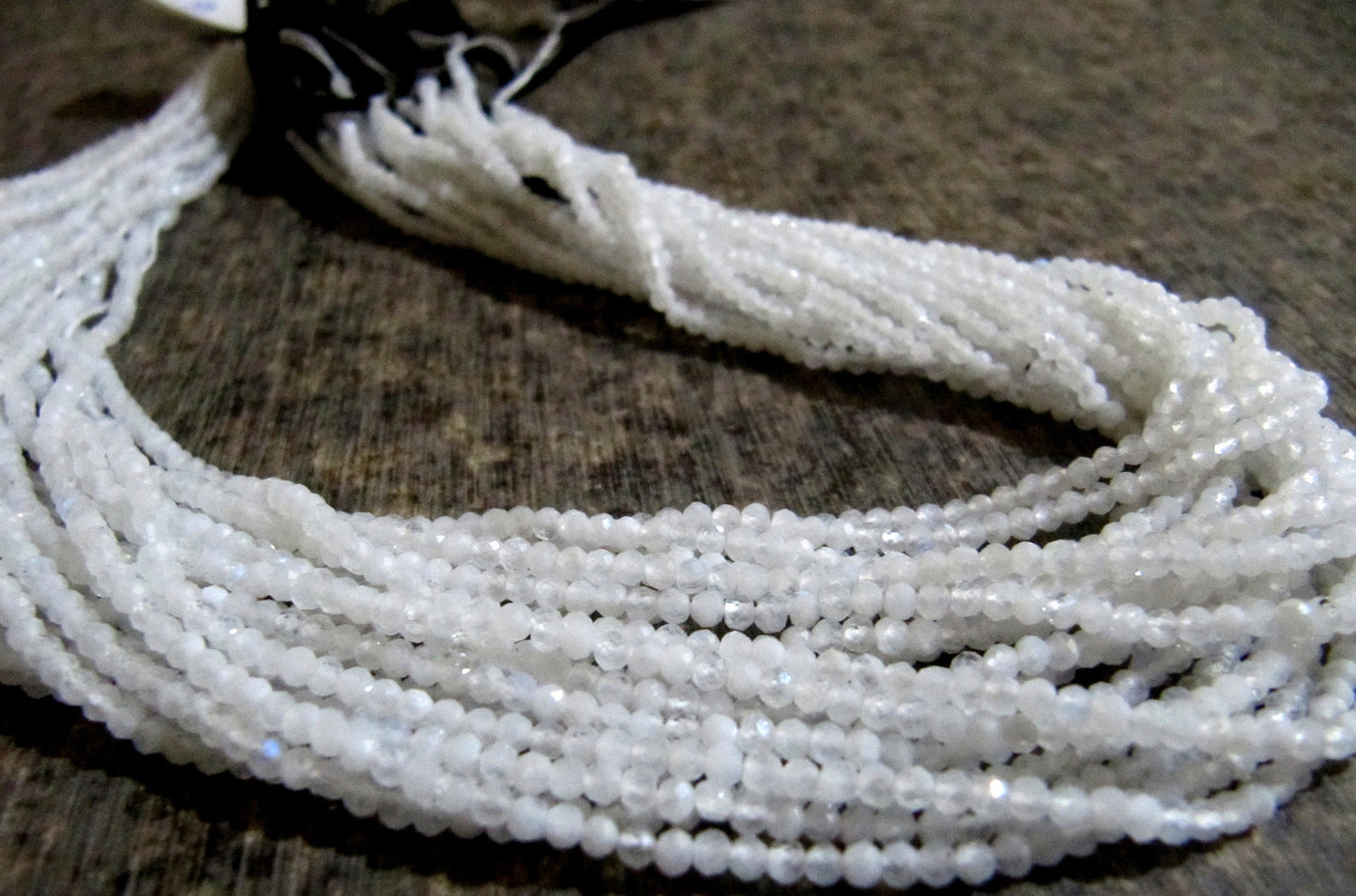 Natural White Rainbow Moonstone 2mm Rondelle Micro faceted Gemstone Beads Strand 13 Inches Long Best Quality Beads Sold Per Strand