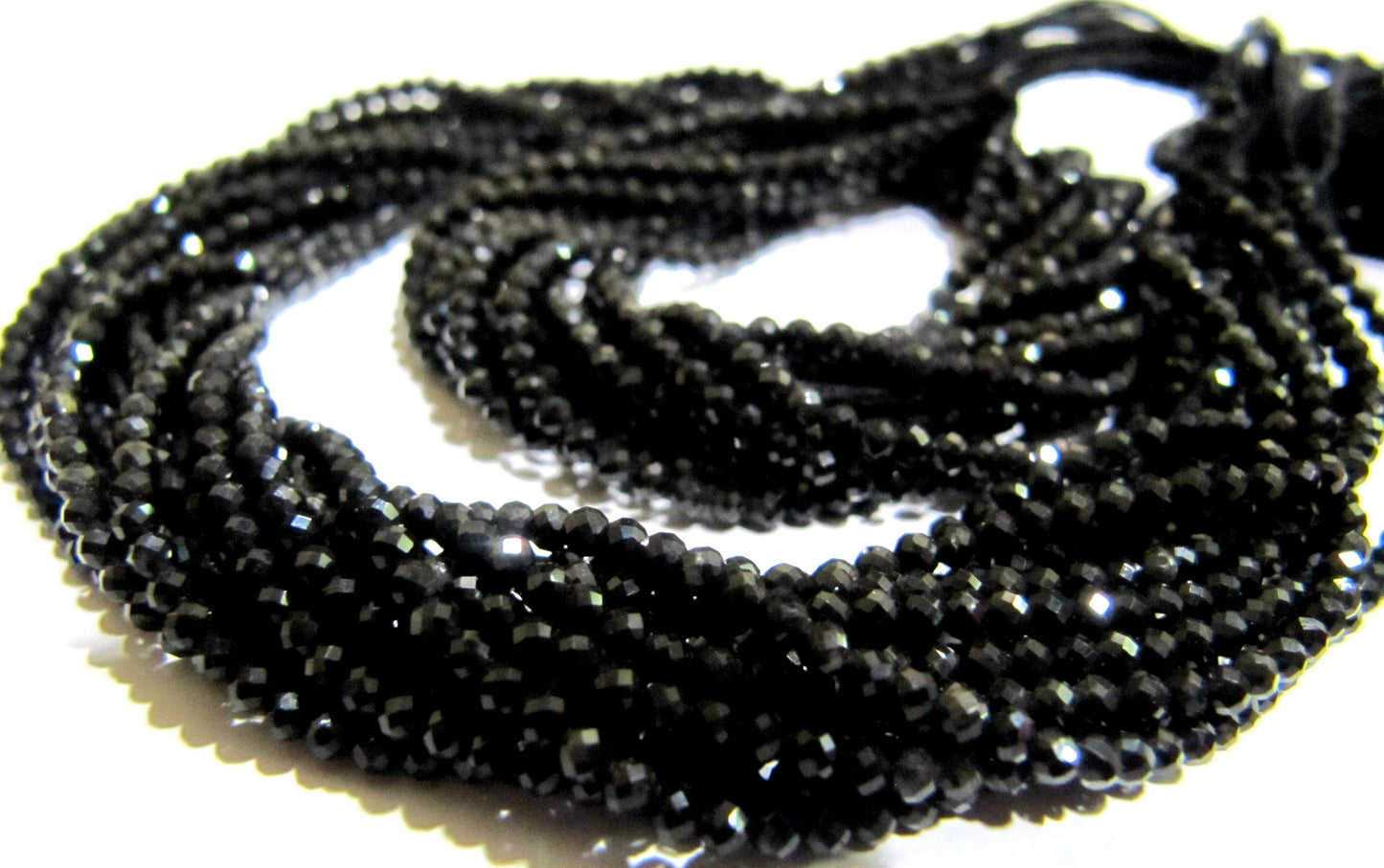 Natural Black tourmaline 2mm Rondelle Micro faceted Gemstone Beads Strand 13 Inches Long Best Quality Beads Sold Per Strand