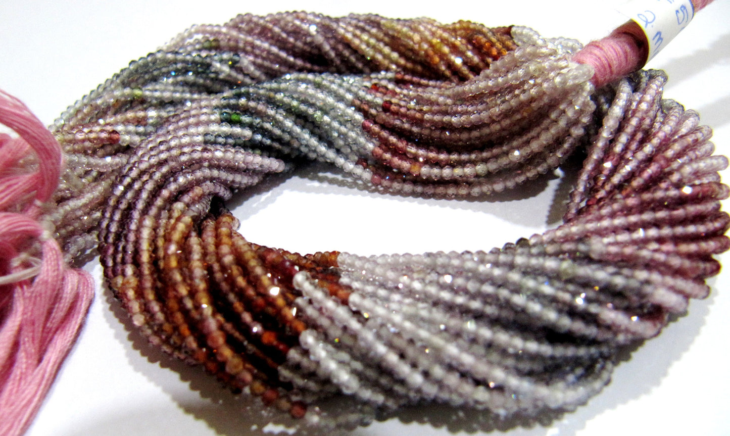 Natural Multi spinel 2mm Rondelle Micro faceted Gemstone Beads Strand 13 Inches Long Best Quality Beads Sold Per Strand