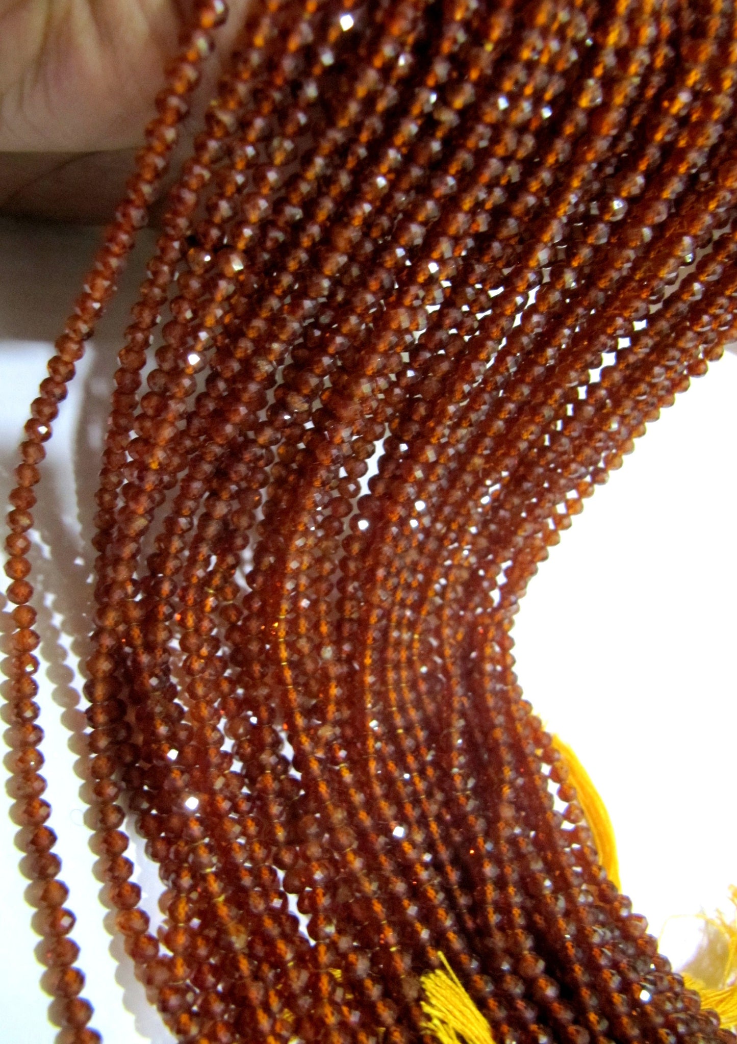 Natural Hessonite Garnet  3mm Rondelle Micro faceted Gemstone Beads Strand 13 Inches Long Best Quality Beads Sold Per Strand