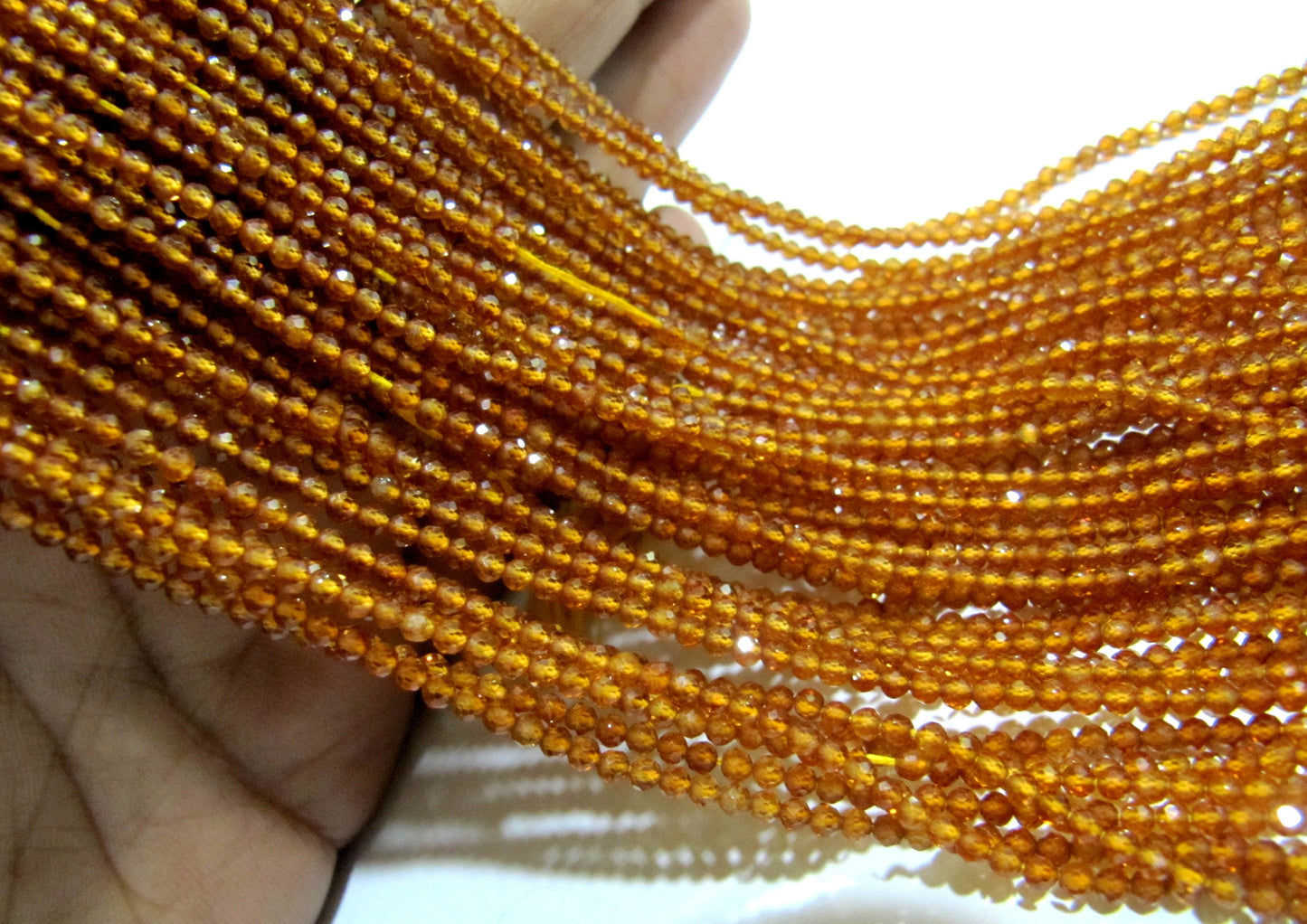 Natural Hessonite Garnet  2.5mm Rondelle Micro faceted Gemstone Beads Strand 13 Inches Long Best Quality Beads Sold Per Strand