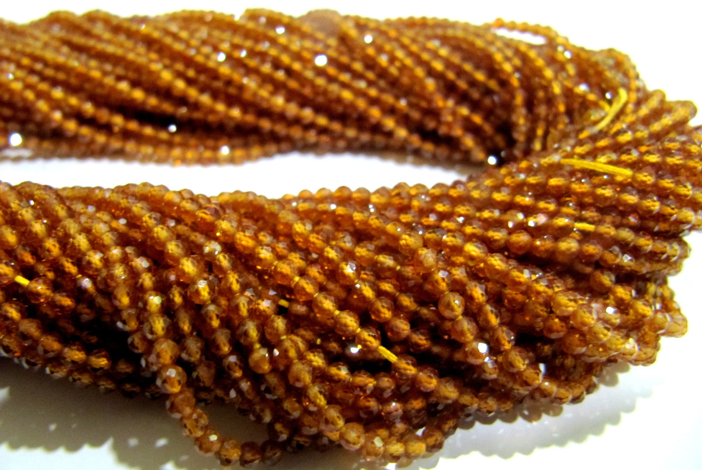 Natural Hessonite Garnet  2.5mm Rondelle Micro faceted Gemstone Beads Strand 13 Inches Long Best Quality Beads Sold Per Strand