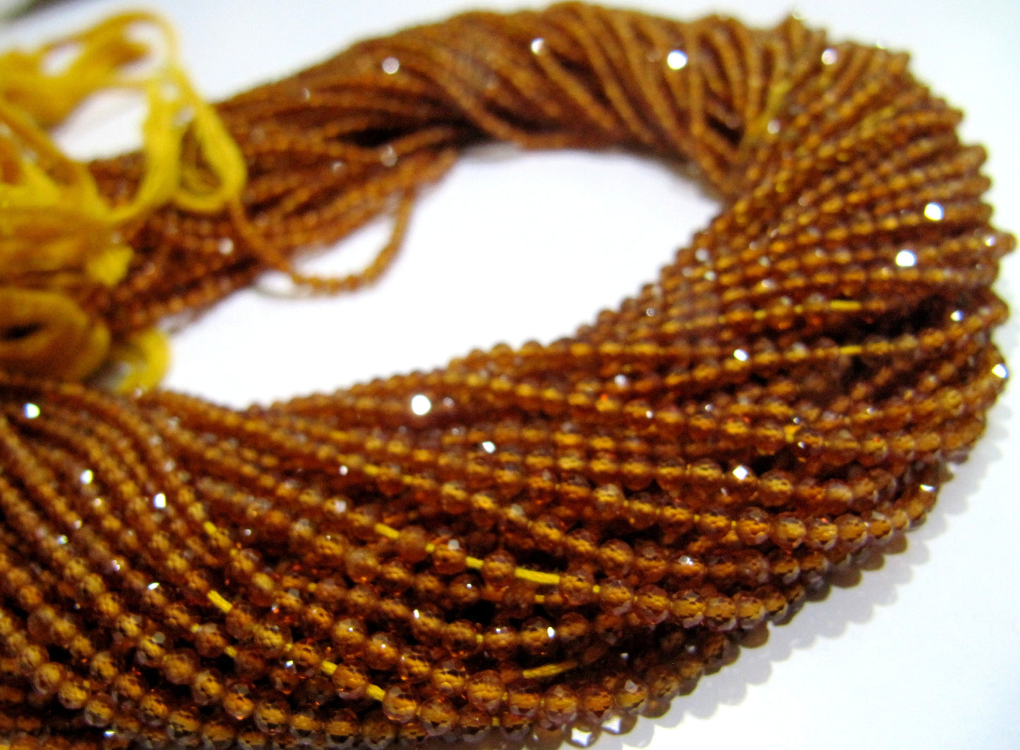 Natural Hessonite Garnet  2.5mm Rondelle Micro faceted Gemstone Beads Strand 13 Inches Long Best Quality Beads Sold Per Strand