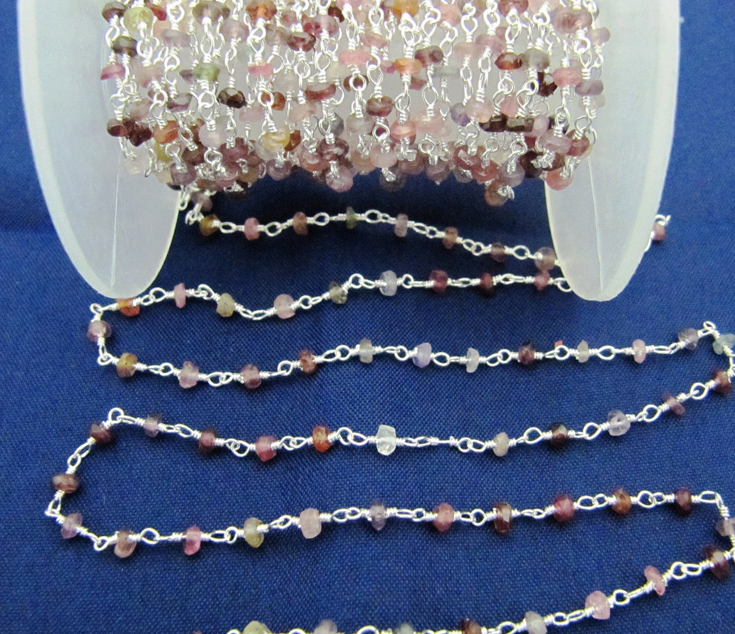 Natural Multi Spinel Rondelle Faceted 3-4mm Beaded Rosary Chain sold per foot Handmade Chain Wholesale Supplies
