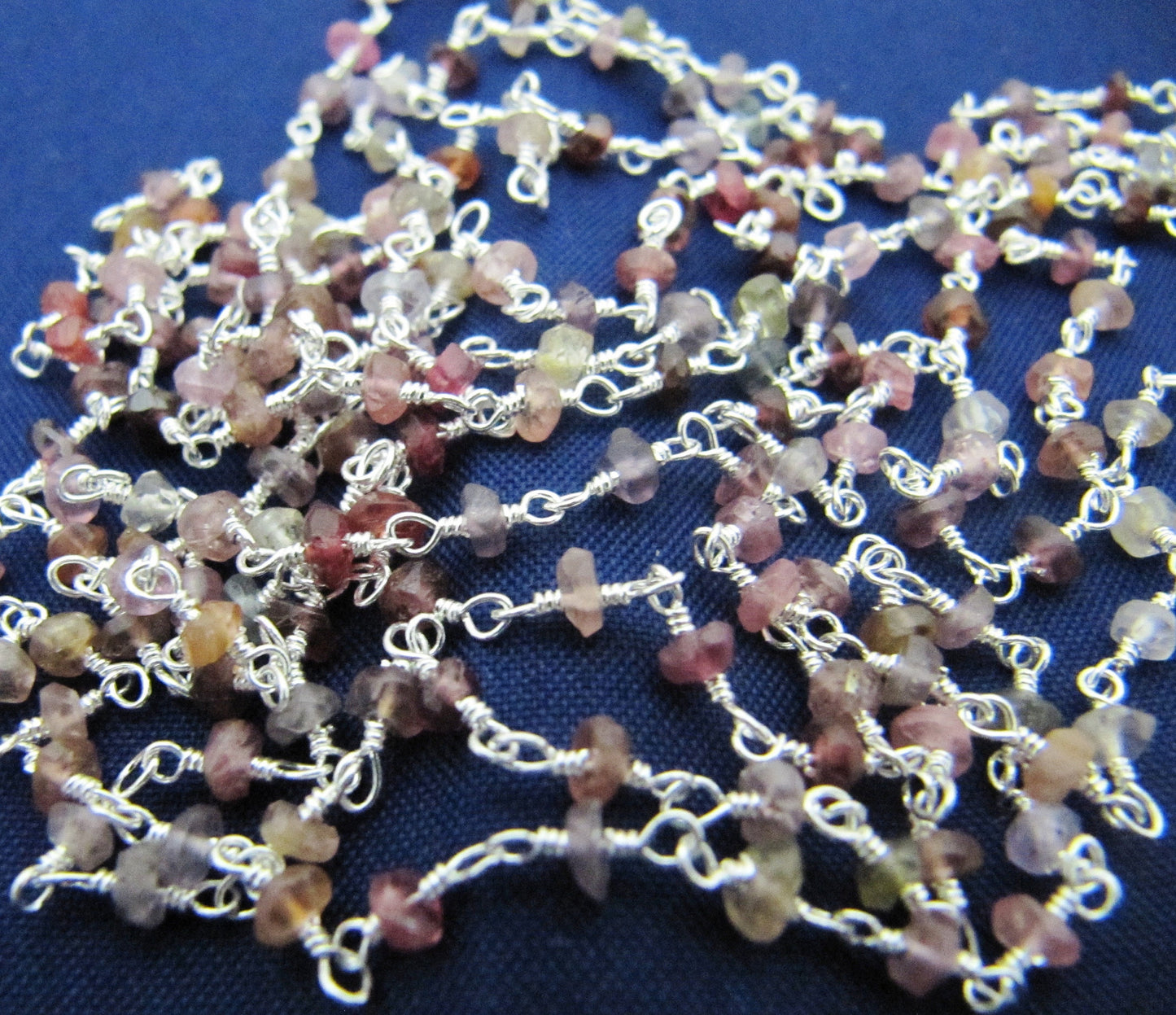 Natural Multi Spinel Rondelle Faceted 3-4mm Beaded Rosary Chain sold per foot Handmade Chain Wholesale Supplies
