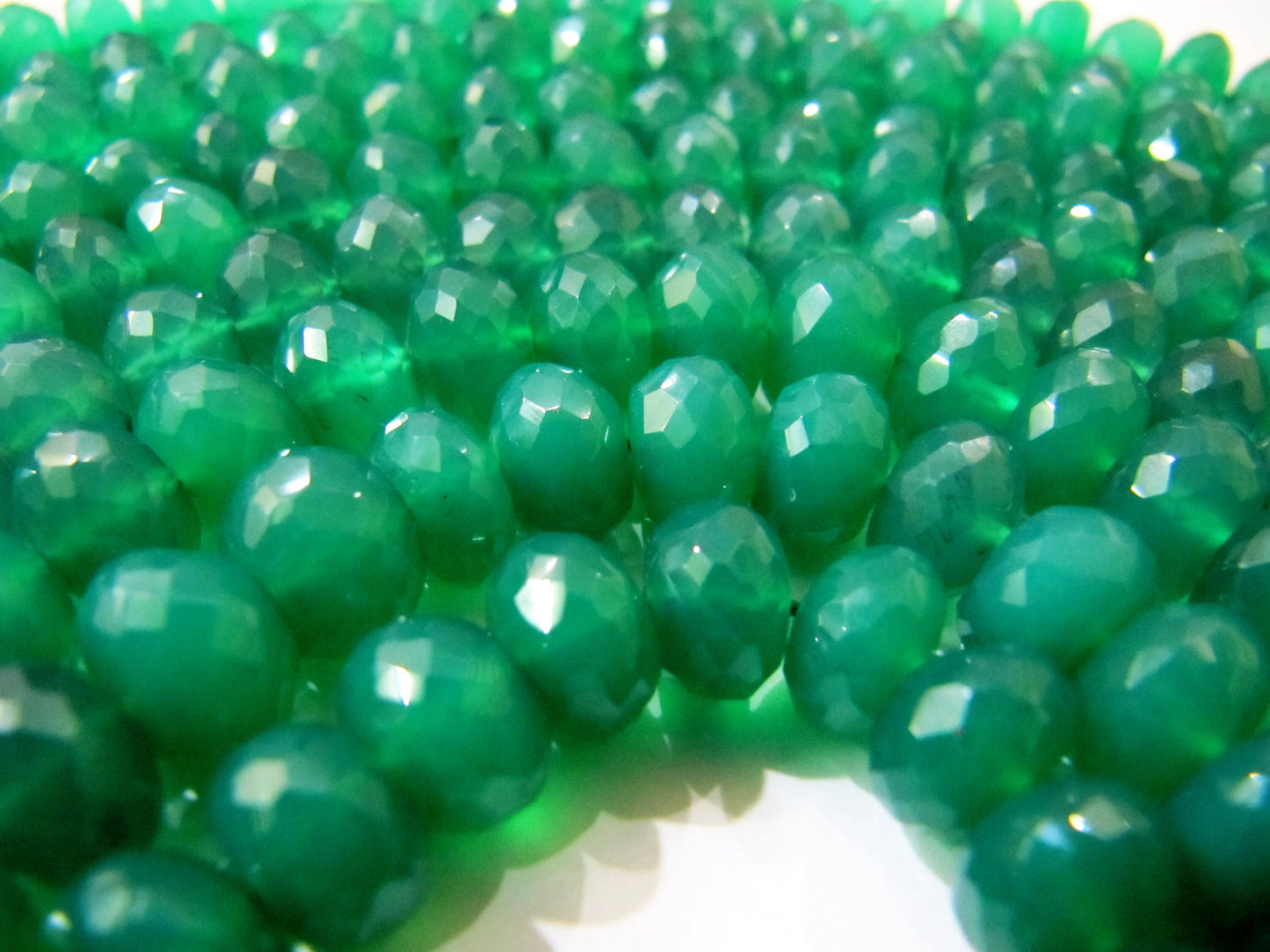 Natural Green Onyx Rondelle Faceted Beads 7 to 8 mm Strand 9 inches long High Quality Beads Wholesale prices jewelry making gemstone beads