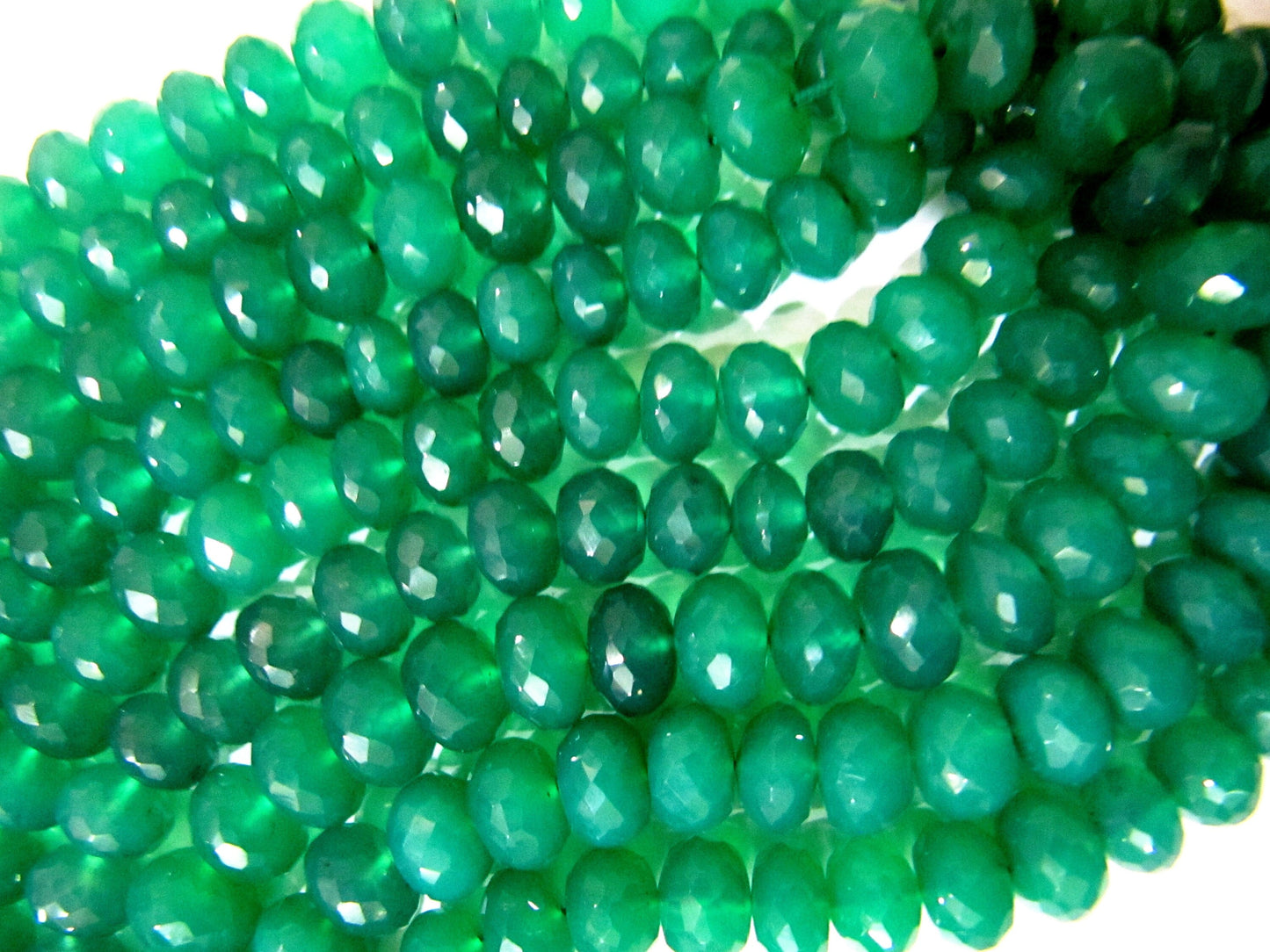 Natural Green Onyx Rondelle Faceted Beads 7 to 8 mm Strand 9 inches long High Quality Beads Wholesale prices jewelry making gemstone beads