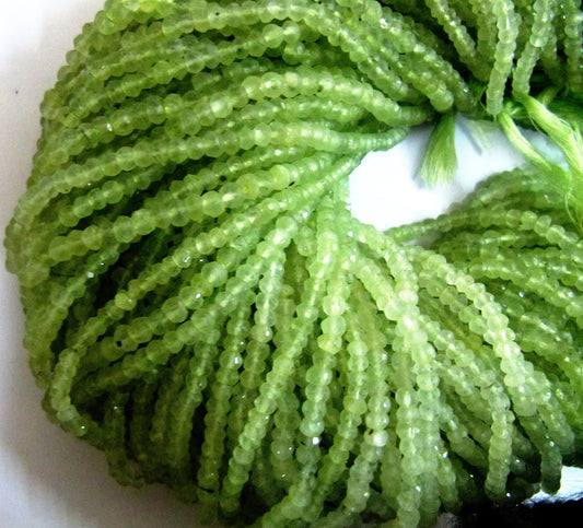 Natural Prehnite Rondelle Faceted 4mm Beads Genuine Prehnite Beads Strand 13 inches long Wholesale Prices Jewelry making beads
