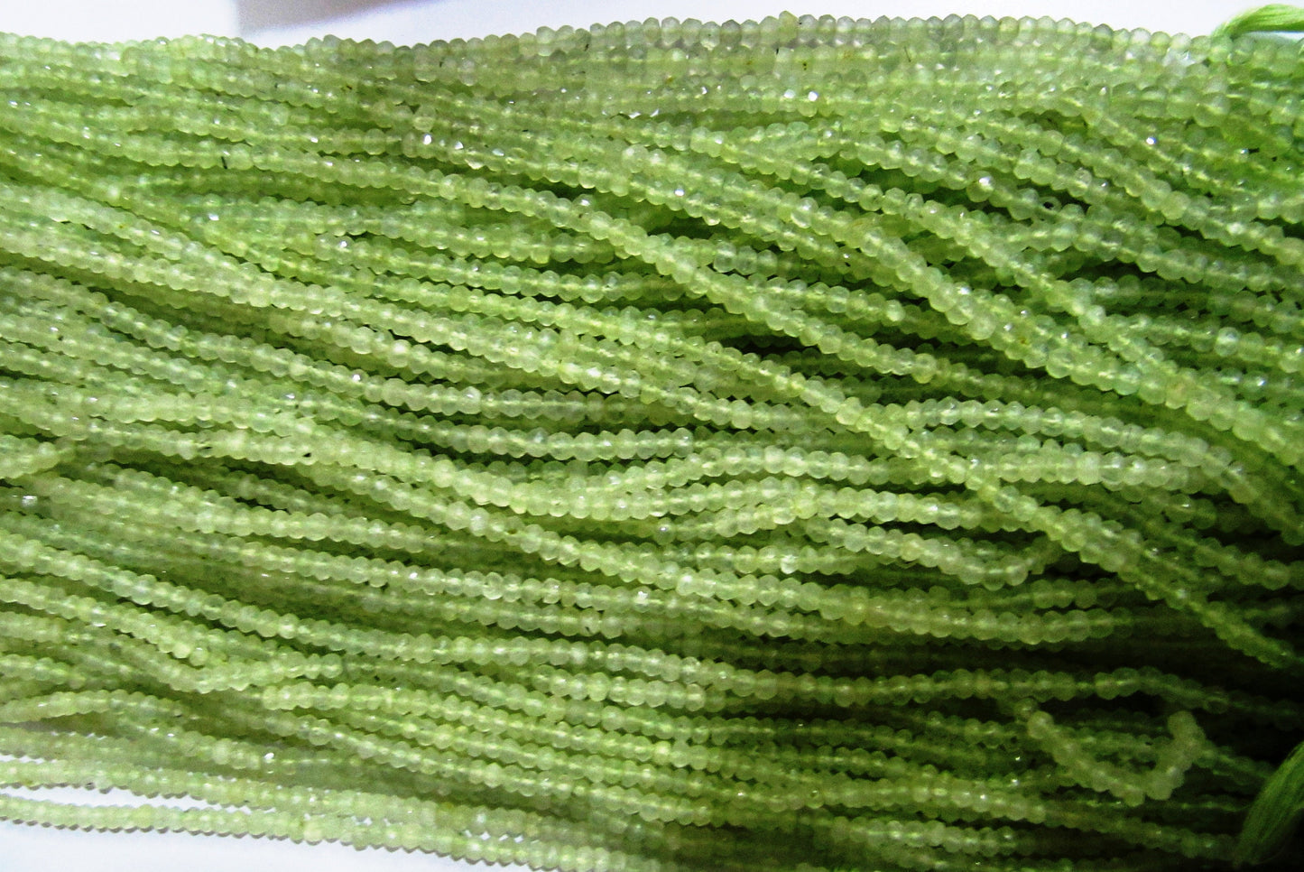 Natural Prehnite Rondelle Faceted 4mm Beads Genuine Prehnite Beads Strand 13 inches long Wholesale Prices Jewelry making beads