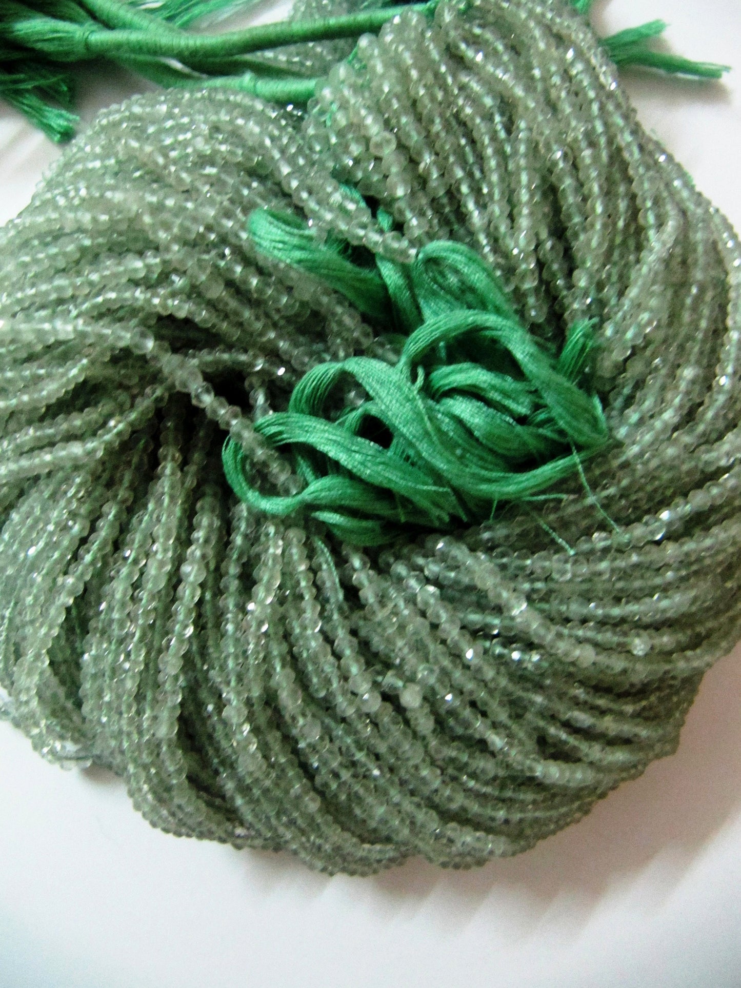 Natural Green Amethyst Rondelle Faceted 3-4mm Size Beads Strand 13 inches Long Wholesale Prices Jewelry making Beads
