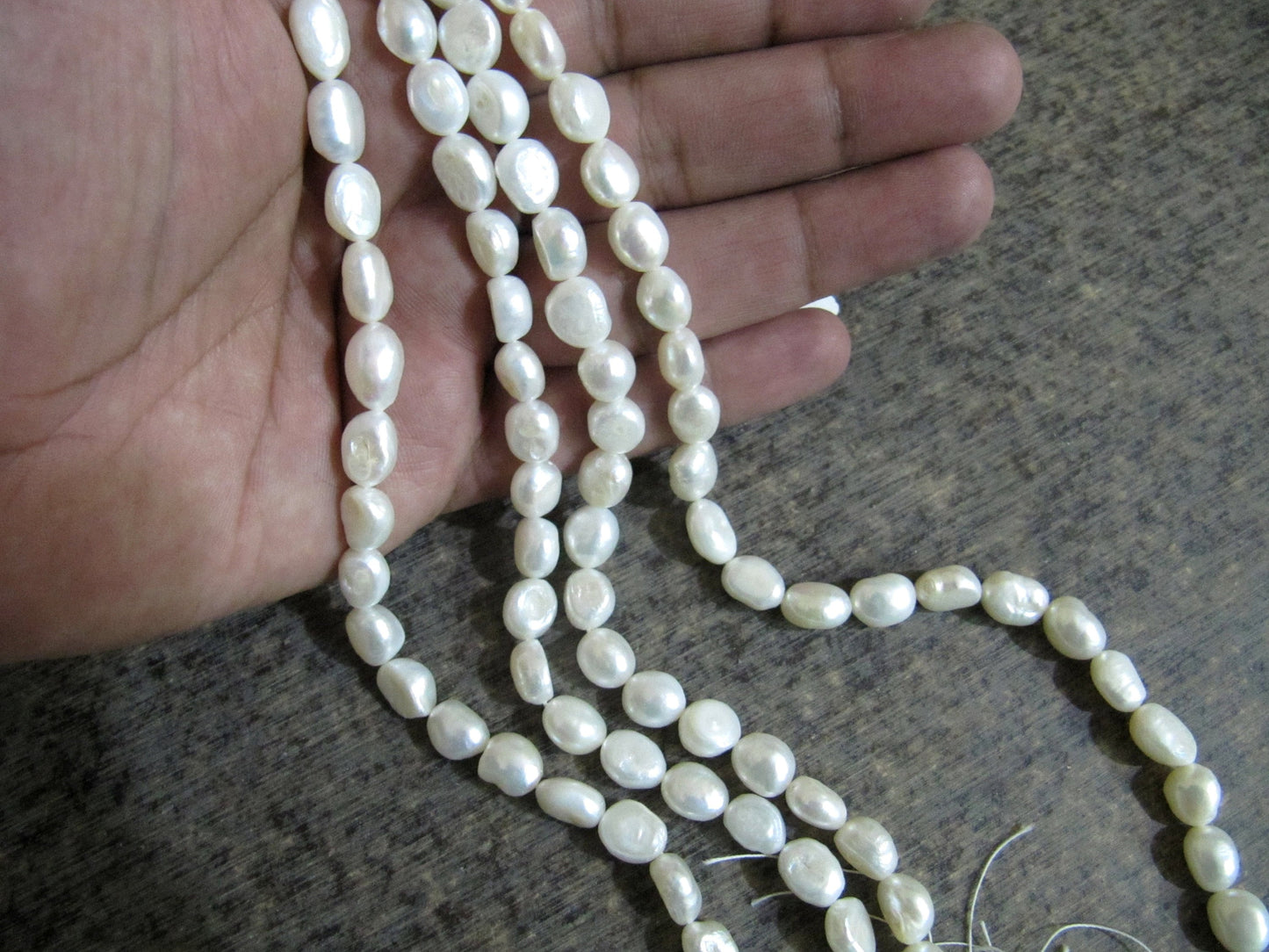 Natural Fresh water Pearl Tumbled Shape White Pearl 8X10mm Size Beads Strand 16 inches Long Jewelry Making Gemstone Beads