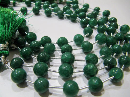 Dyed Emerald Round Plain Smooth Ball Shape 8-9mm Size Beads  Strand 8 inches long Jewelry Making Precious Gemstone Beads Wholesale Prices