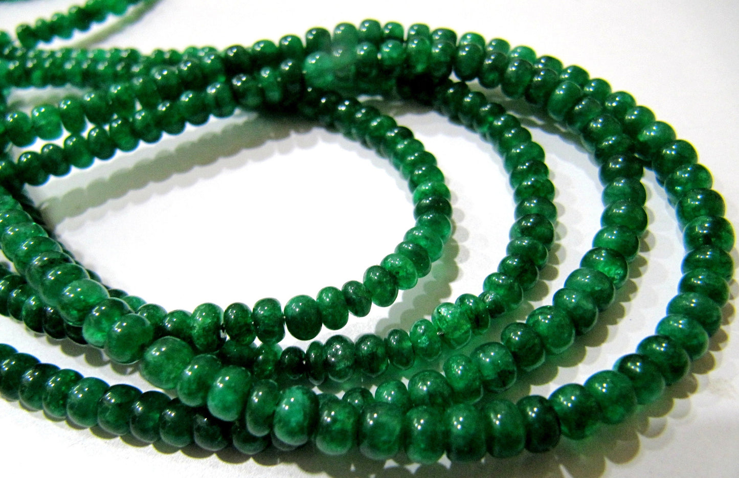 Dyed Emerald Rondelle Plain Smooth 4-5 mm Size Beads  Strand 8 inches long Jewelry Making Precious Gemstone Beads Wholesale Prices