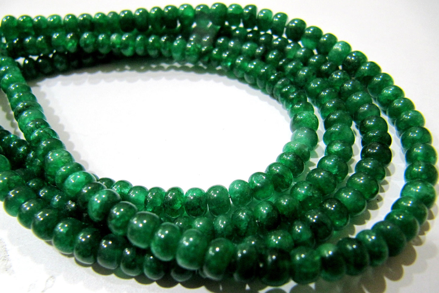 Dyed Emerald Rondelle Plain Smooth 4-5 mm Size Beads  Strand 8 inches long Jewelry Making Precious Gemstone Beads Wholesale Prices