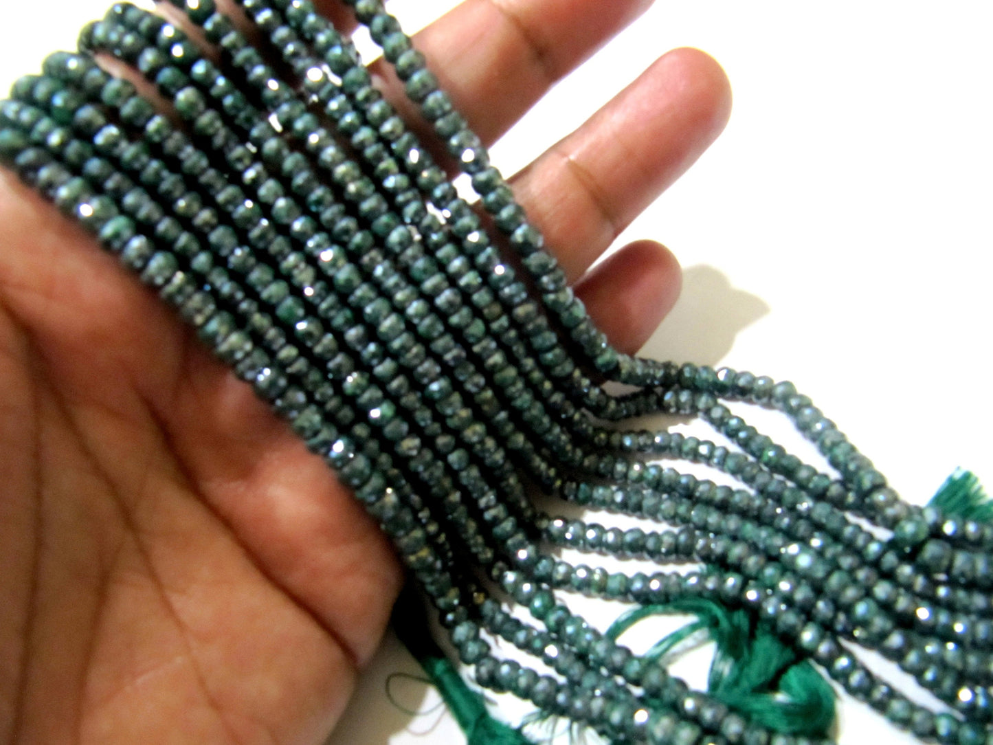 Natural Emerald Silverite Rondelle Faceted 4-5mm Size Gemstone Beads strand 13 Inches Long Wholesale Prices Jewelry making beads