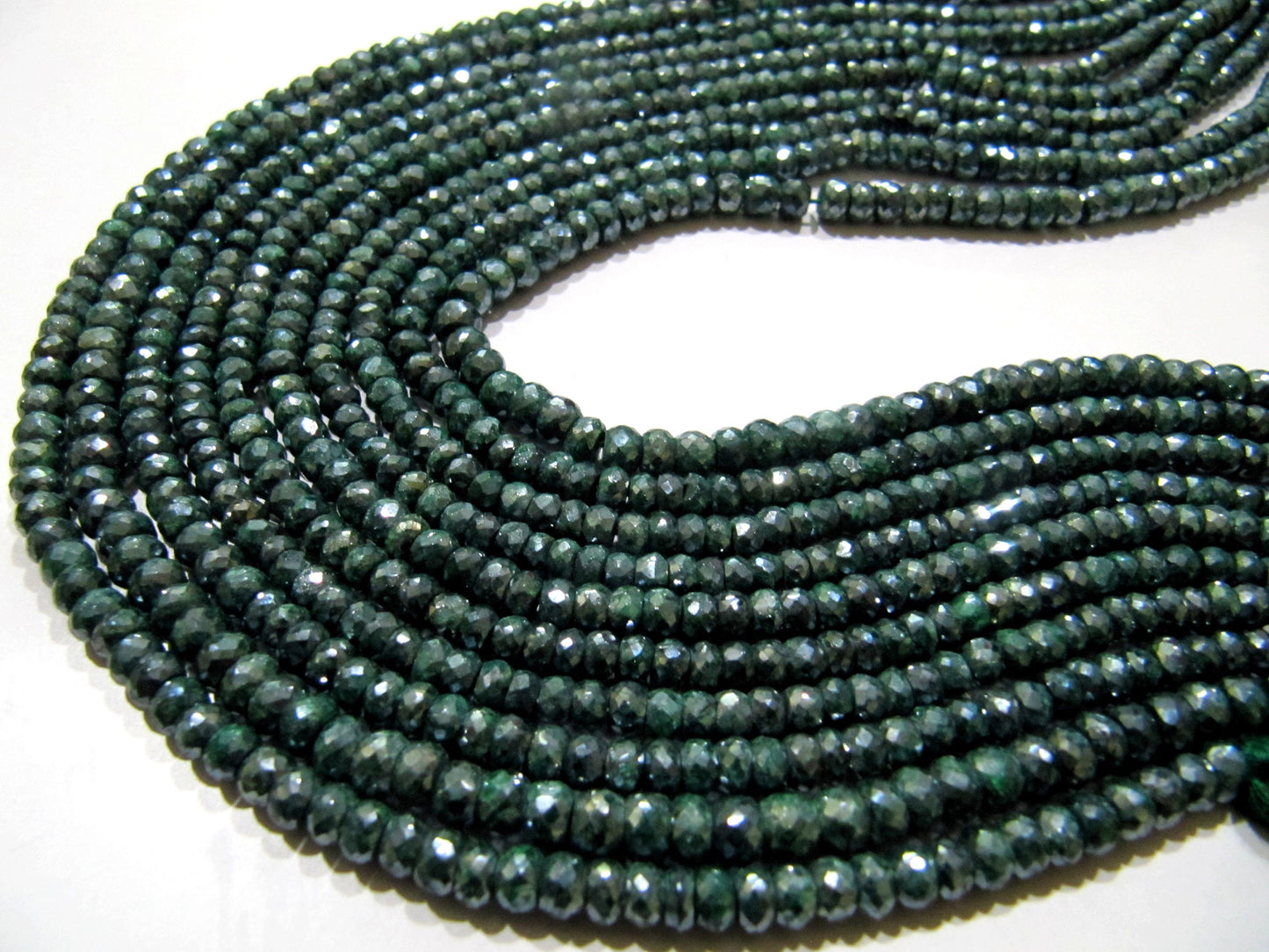 Natural Emerald Silverite Rondelle Faceted 4-5mm Size Gemstone Beads strand 13 Inches Long Wholesale Prices Jewelry making beads