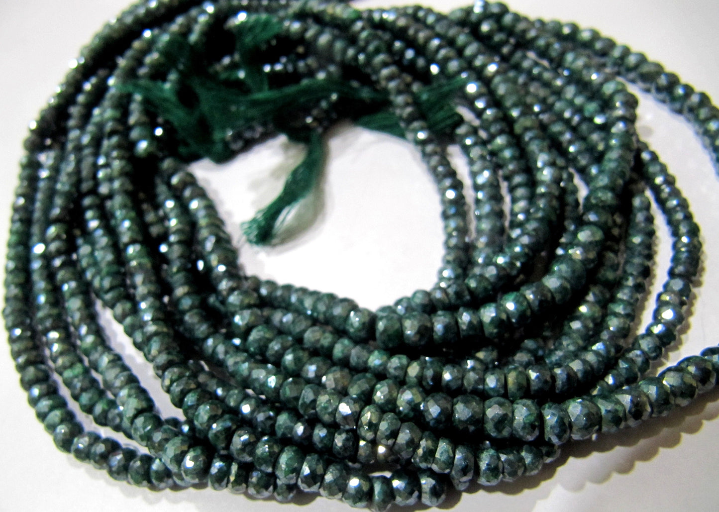 Natural Emerald Silverite Rondelle Faceted 4-5mm Size Gemstone Beads strand 13 Inches Long Wholesale Prices Jewelry making beads