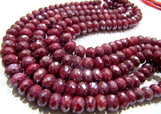 Natural Ruby Silverite Rondelle Faceted 8mm Size Gemstone Beads strand 8 Inches Long Wholesale Prices Jewelry making beads
