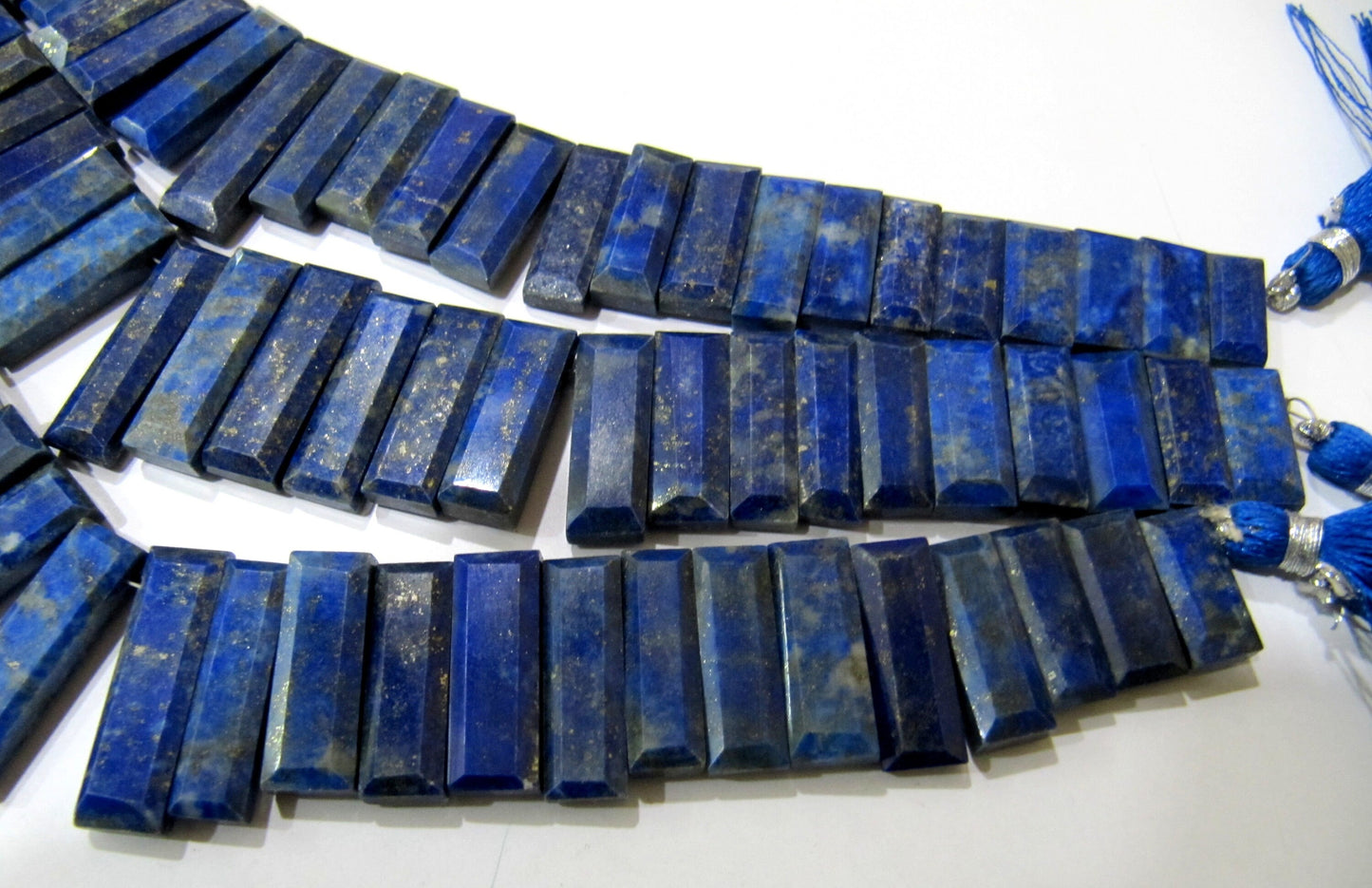 Natural Lapis Lazuli Baguette Shape 15-20mm Approximately Long Side Drilled Beads strand 8 Inches long Sold Per Strand Jewelry making  Beads