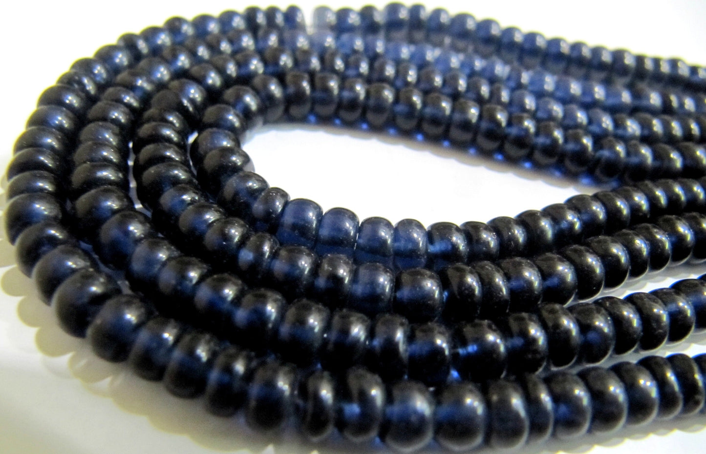Blue Sapphire Rondelle Plain Smooth 4-5mm Imitation Lab Created Sapphire Beads Strand 13 inches Long Jewelry Making Beads