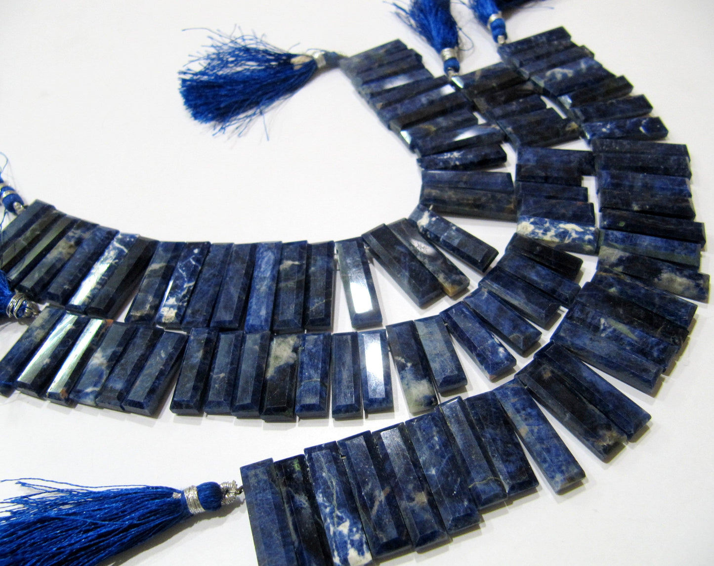 Natural Sodalite Baguette Shape 15-20mm Approximately Long Side Drilled Beads strand 8 Inches long Sold Per Strand Jewelry making beads
