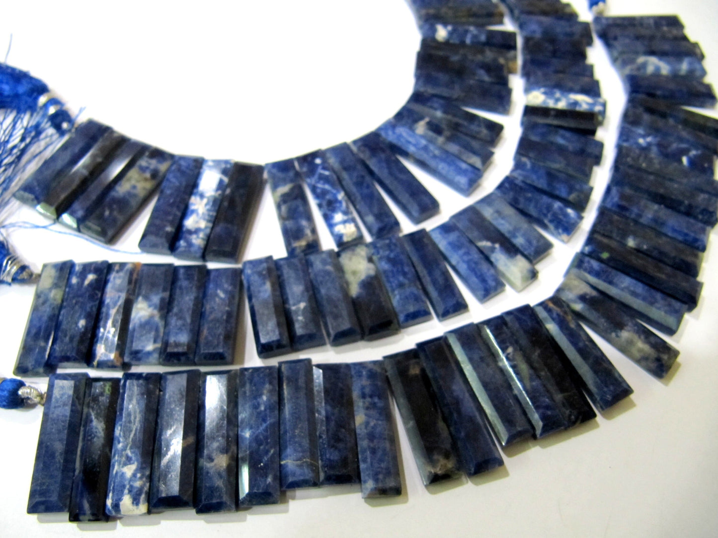 Natural Sodalite Baguette Shape 15-20mm Approximately Long Side Drilled Beads strand 8 Inches long Sold Per Strand Jewelry making beads