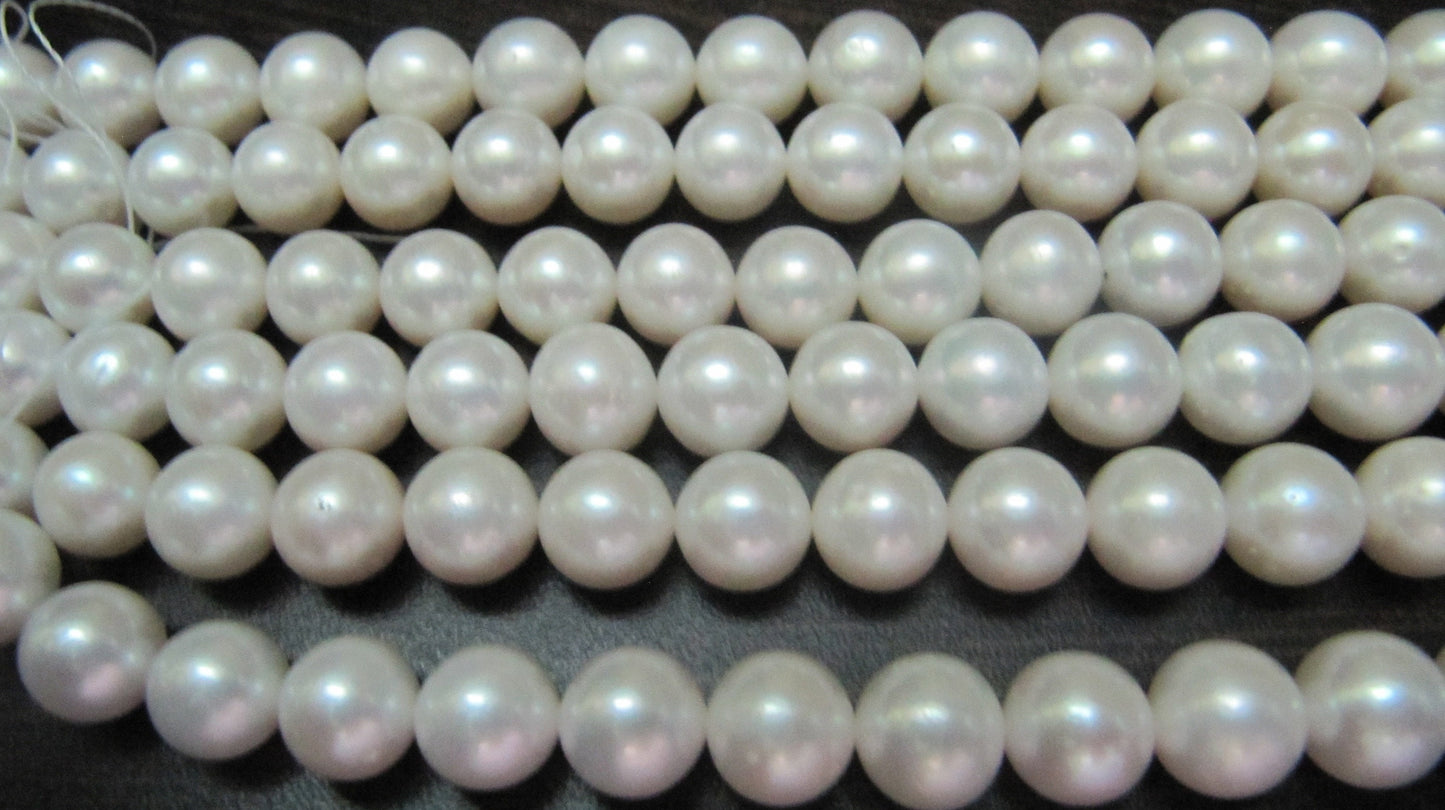 Natural White Pearl Round Ball shape 10-11mm Top Quality Beads Sold per strand 15-16 inches long Birthstone Beads Jewelry Making Gemstones