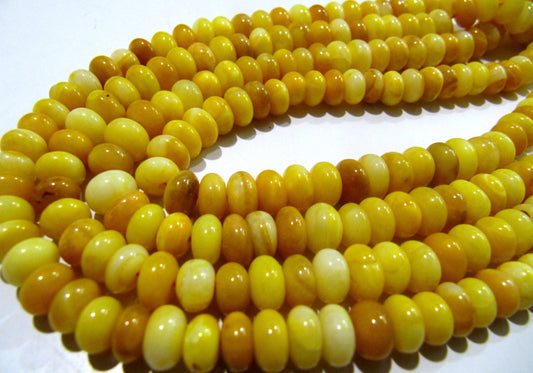 Natural Yellow opal Rondelle Plain Smooth Beads 7 to 8mm best Quality Beads Strand 8 inches Long Jewelry making gemstone Wholesale Prices