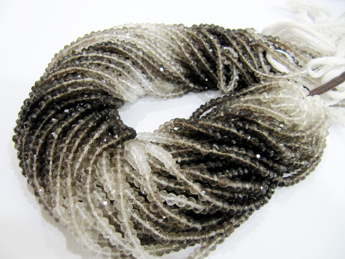 Natural Smoky Quartz Rondelle Faceted 4mm best Quality Shaded Beads Strand 13-14 inches Long Jewelry making gemstone beads