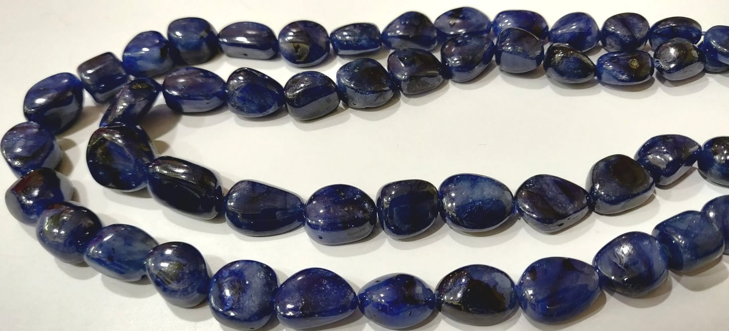 Natural Blue Sapphire Plain Smooth Nugget Tumbled Shape 12mm to 20mm Size Gemstone Beads Top Quality Wholesale Prices Choose the Strand