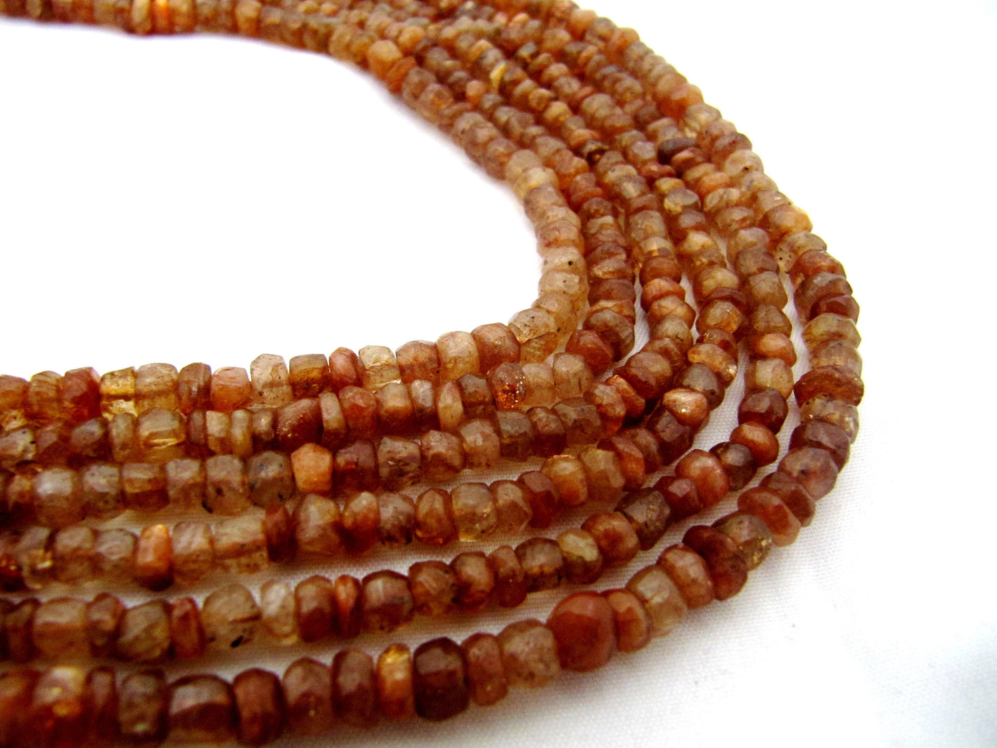 AAA Quality Graduated Natural Sunstone Beads / Rondelle Faceted Sunstone Beads / Size 4.5mm to 11mm Strand 16 inch long Birth Stone Beads