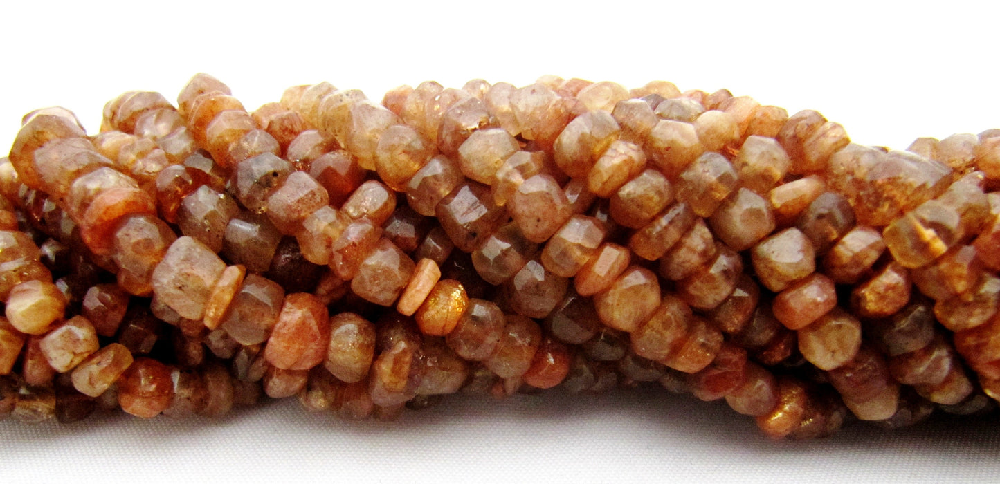 AAA Quality Graduated Natural Sunstone Beads / Rondelle Faceted Sunstone Beads / Size 4.5mm to 11mm Strand 16 inch long Birth Stone Beads