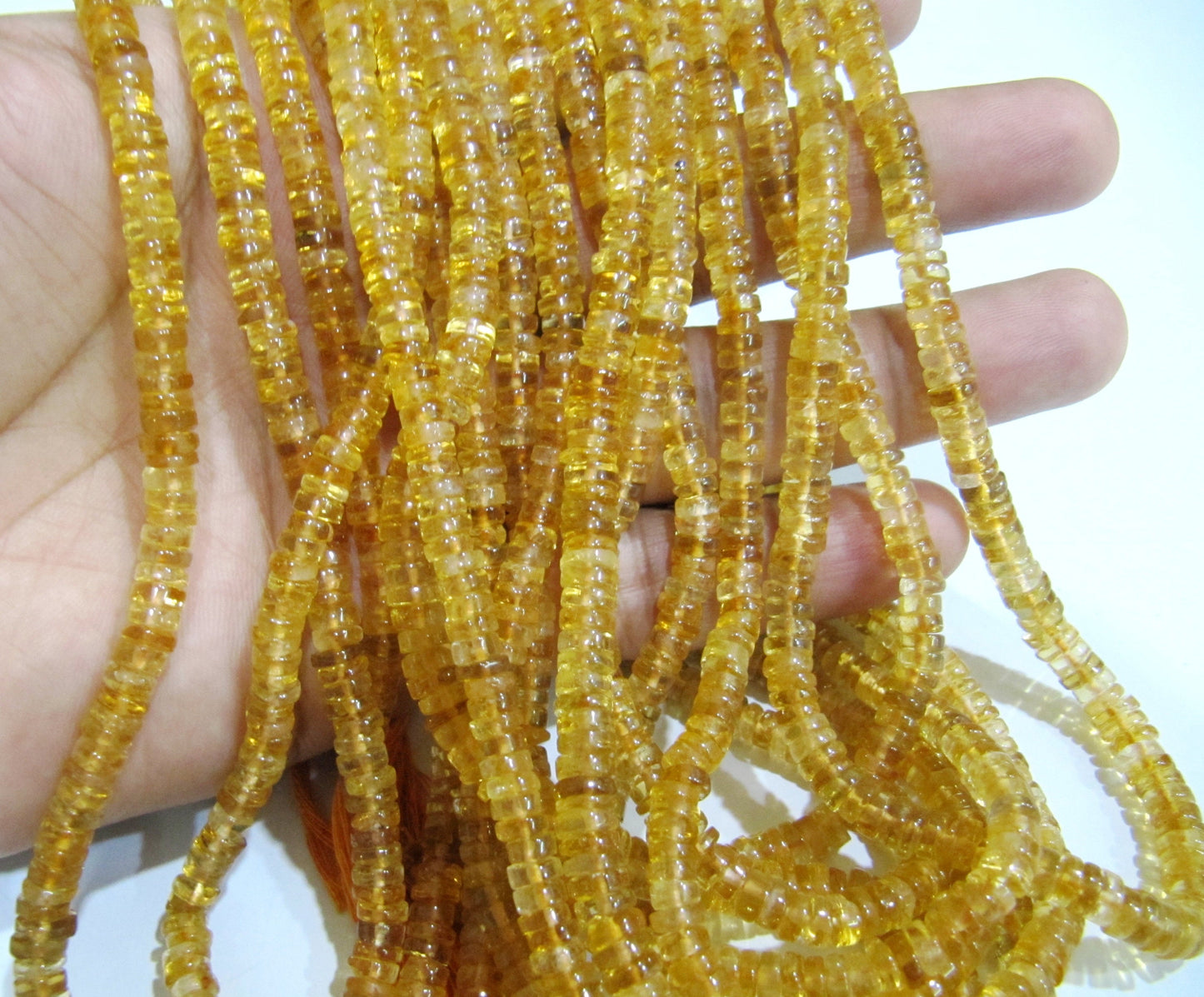 Natural Citrine Tyre Shape Rondelle Plain Smooth Size 4 to 8mm Jewelry Making Beads Strand 8 inches Long Sold Per Strand