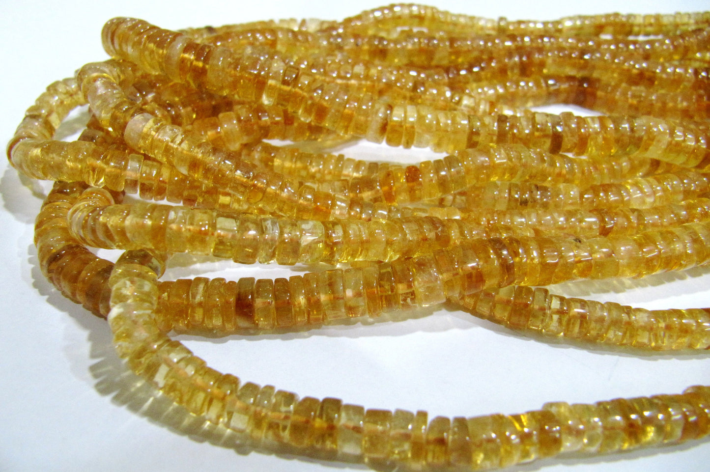 Natural Citrine Tyre Shape Rondelle Plain Smooth Size 4 to 8mm Jewelry Making Beads Strand 8 inches Long Sold Per Strand