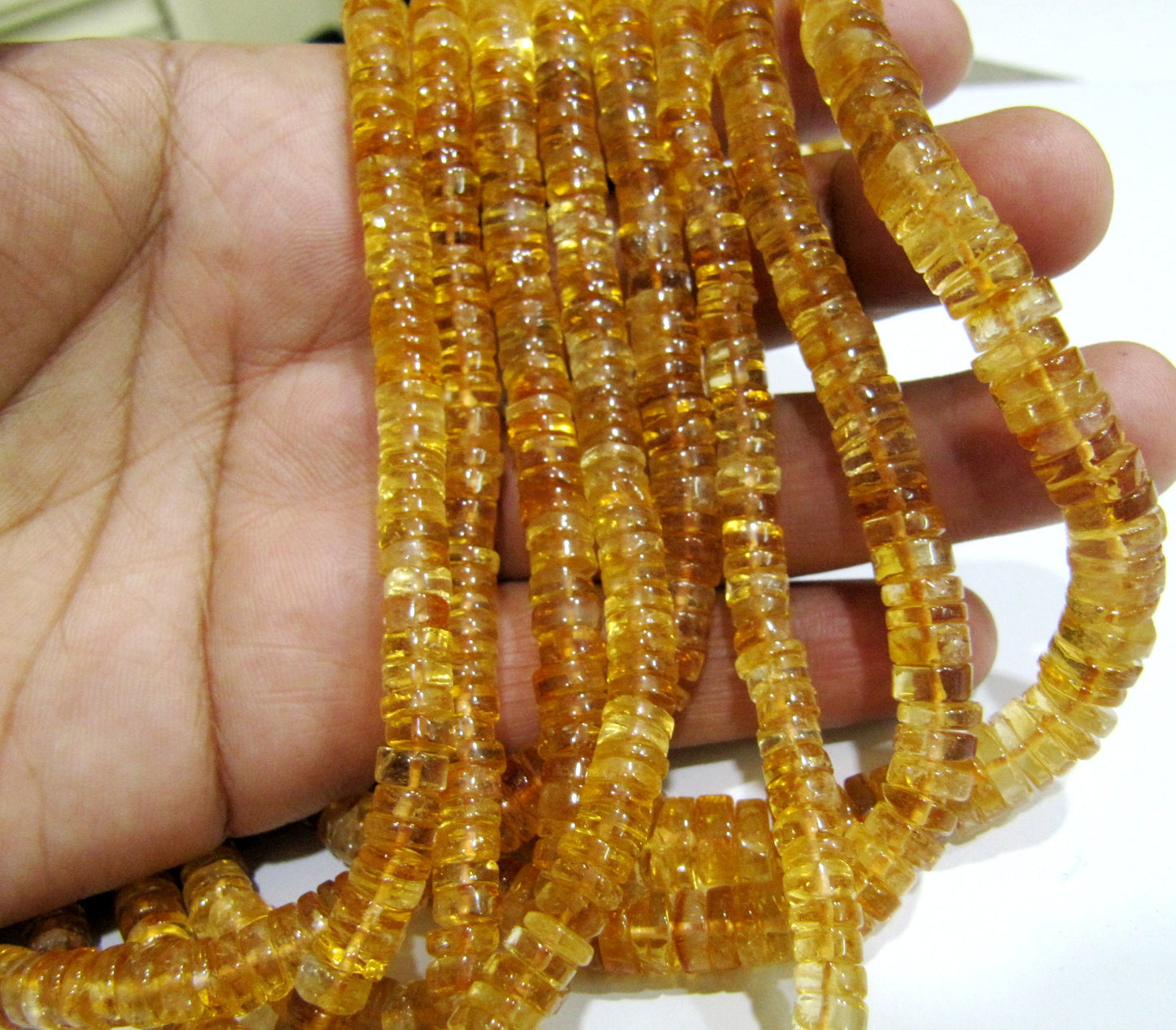 Natural Citrine Tyre Shape Rondelle Plain Smooth Size 4 to 8mm Jewelry Making Beads Strand 8 inches Long Sold Per Strand