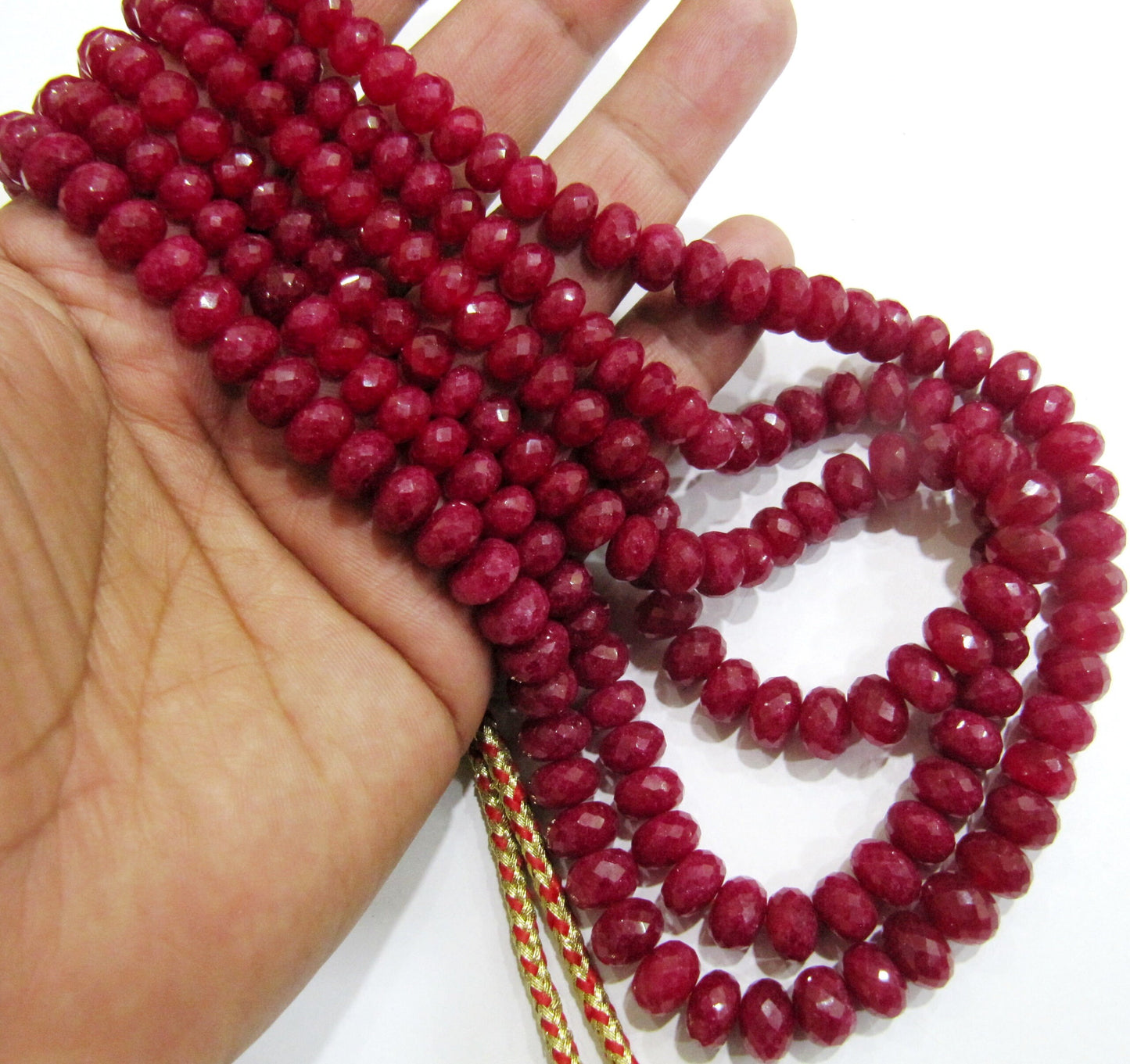 Ruby Quartz Gemstone Rondelle Faceted 7-8mm Size Gemstone Beads Strand 8 Inches Long Jewelry making Beads Wholesale Prices