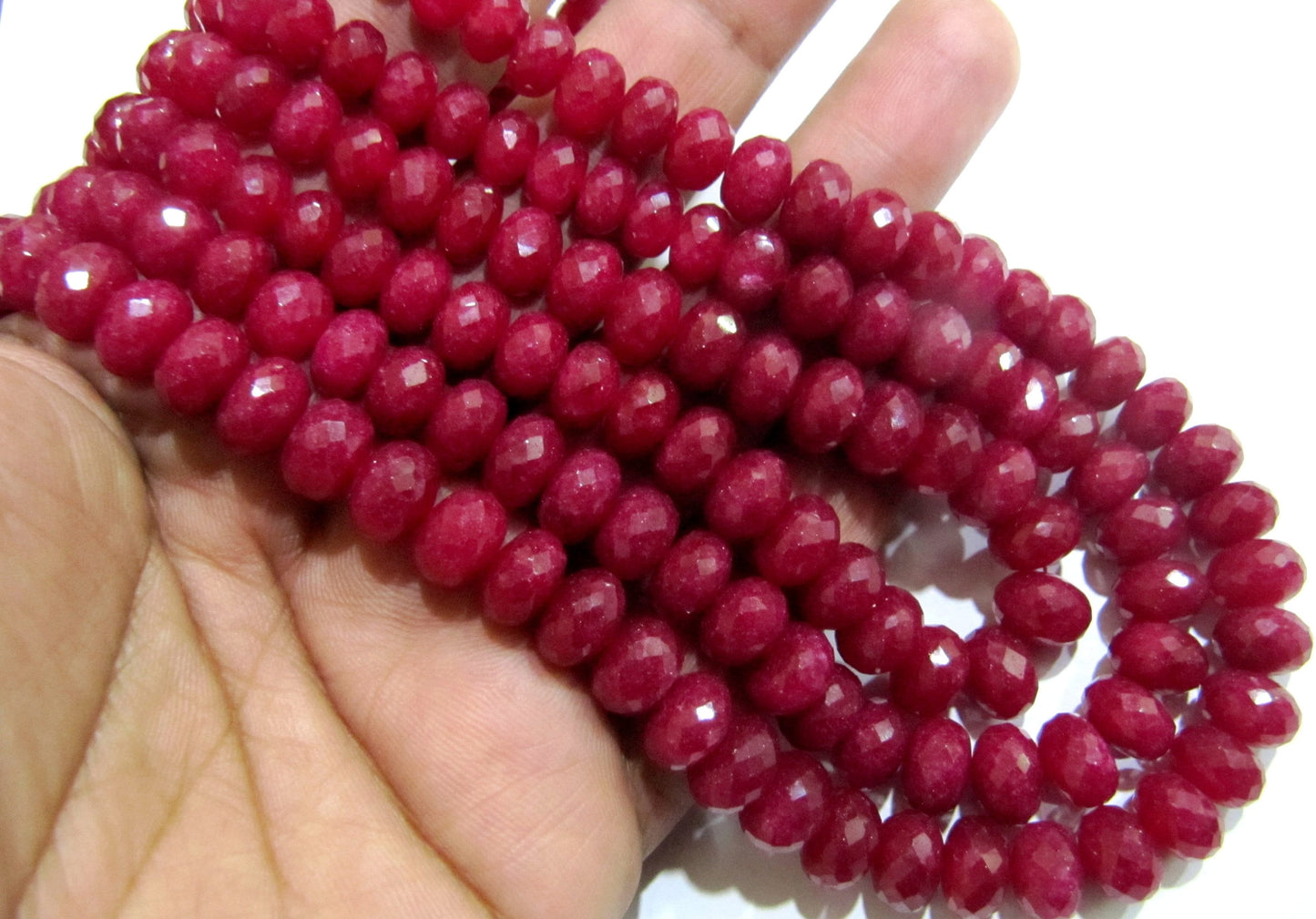 Ruby Quartz Gemstone Rondelle Faceted 7-8mm Size Gemstone Beads Strand 8 Inches Long Jewelry making Beads Wholesale Prices